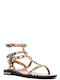 Deri Damen Gladiator Sandalen Beige