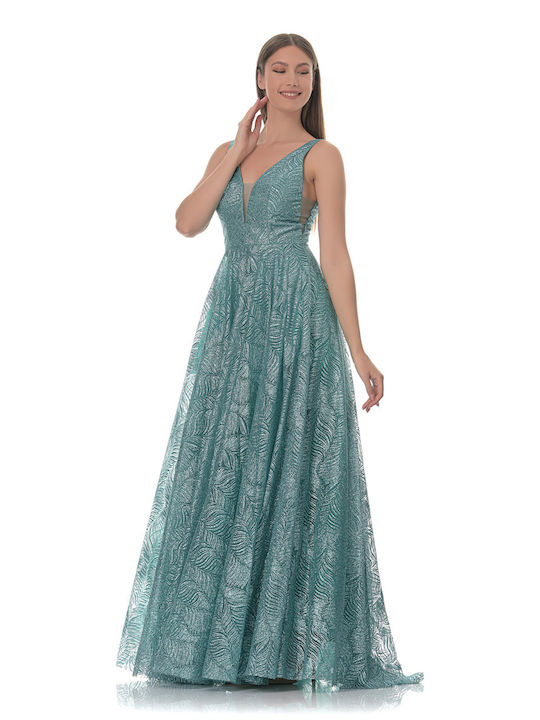 Farmaki Καλοκαιρινό Maxi Φόρεμα για Γάμο / Βάπτιση Πράσινο