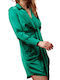 BSB Mini Abendkleid Hemdkleid Satin Grün