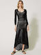 Twinset Maxi Φόρεμα Πλεκτό Μαύρο