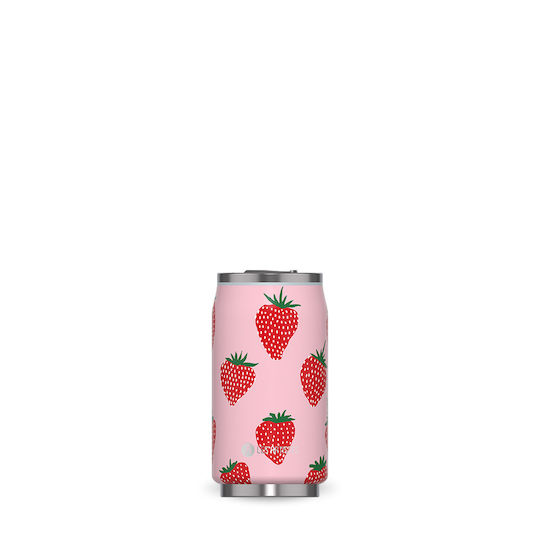 Pull Can'it Glass Thermos Stainless Steel 280ml Red with Straw