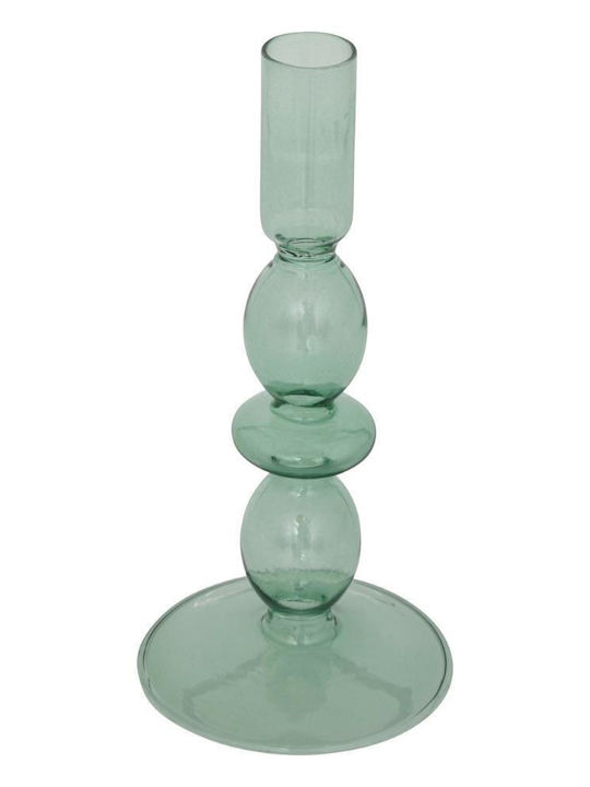 Candle Holder Glass in Green Color 9x9x19cm 1pcs