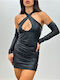 Mini Evening Leather Dress Black