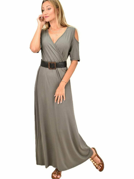 First Woman Maxi Evening Dress Wrap Gray