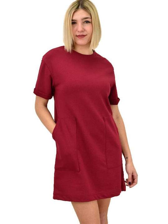 First Woman Summer Mini Dress Burgundy