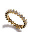 Bizoutaki Ring Small Wedding Band with Zircon made of Silver Gold Plated