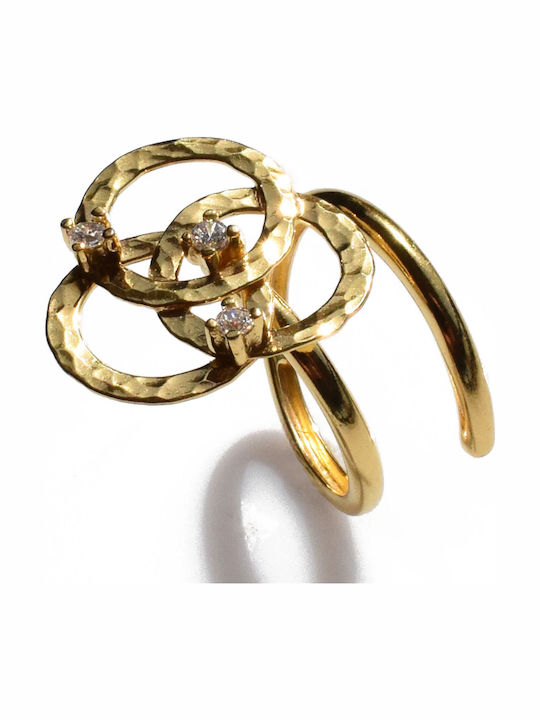 Bizoutaki Ring with Zircon made of Silver Gold Plated
