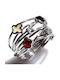 Bizoutaki Ring with Zircon & Enamel made of Silver