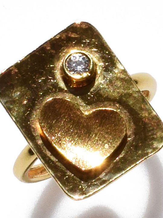 Bizoutaki Ring with Zircon made of Silver Gold Plated
