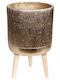 Keskor Planter Fiberglass Gold with Stand 30x30x47cm.