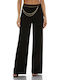 Women's High-waisted Fabric Trousers in Loose Fit Black