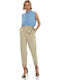 Women's Fabric Trousers with Elastic Beige