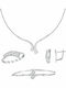 Kiriakos Gofas Set with Necklace , Earrings & Ring from White Gold 14K with Stones