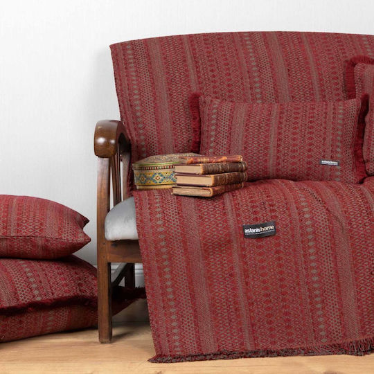 Aslanis Home Olympos Zweisitzer-Sofa Überwurf Chenille 180x250cm Bordeaux / Grau