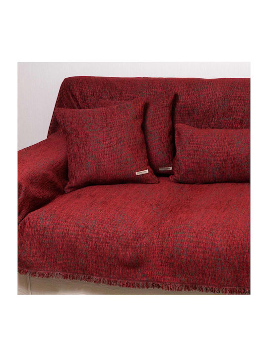 Aslanis Home Ismaros Ριχτάρι Διθέσιου Καναπέ Chenille 180x250εκ. Μπορντώ / Γκρι