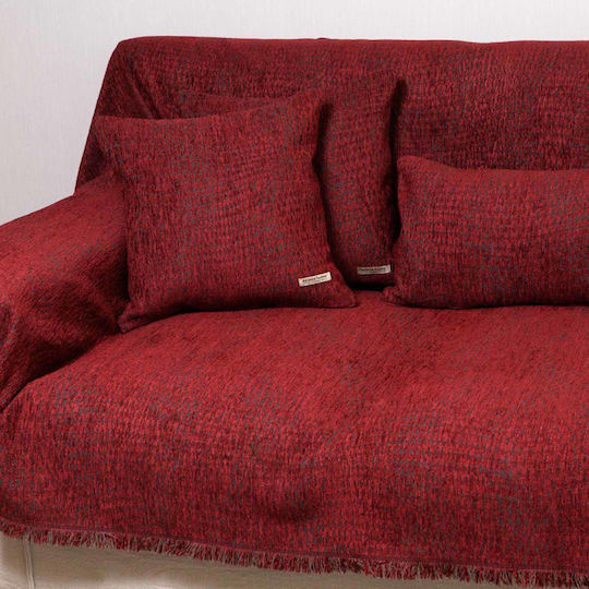 Aslanis Home Ismaros Sofa Throw 2 Seater Chenille 180x250cm Burgundy Grey