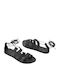 Leather Women's Flat Sandals in Black Color