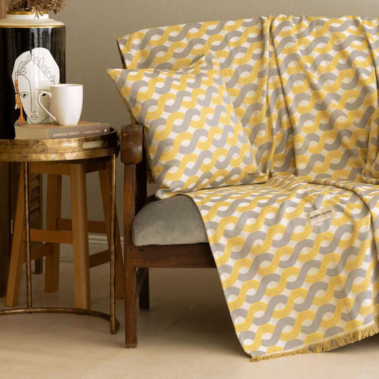 Aslanis Home Pinovo Cuverturi Pentru Canapea De Fotoliu Chenille 180x180cm Ocru Gri