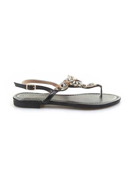 Fshoes Women's Sandals with Stones Black