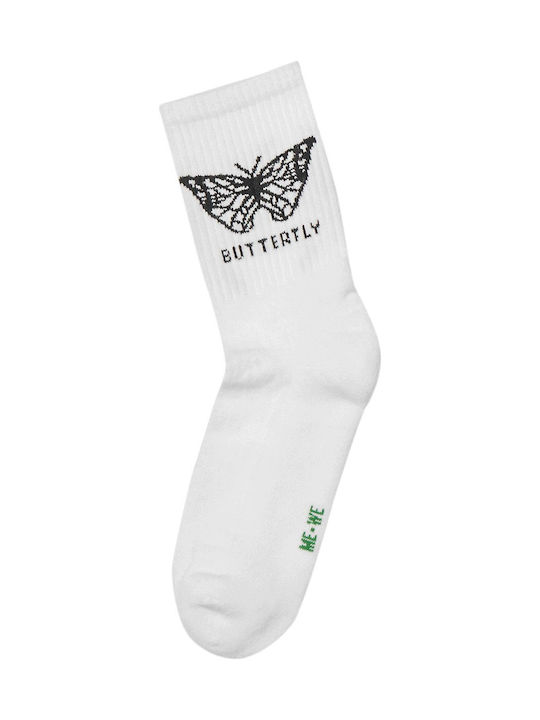 ME-WE Women's Socks White Butterfly