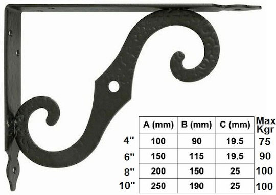 Amig Raft de colț din Metal în Culoare Negru 250x190mm 1buc 434