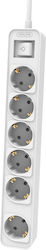 Philips Steckdosenleiste mit Überspannungsschutz 6 Steckdosen mit Schalter und Kabel 1.5m Weiß