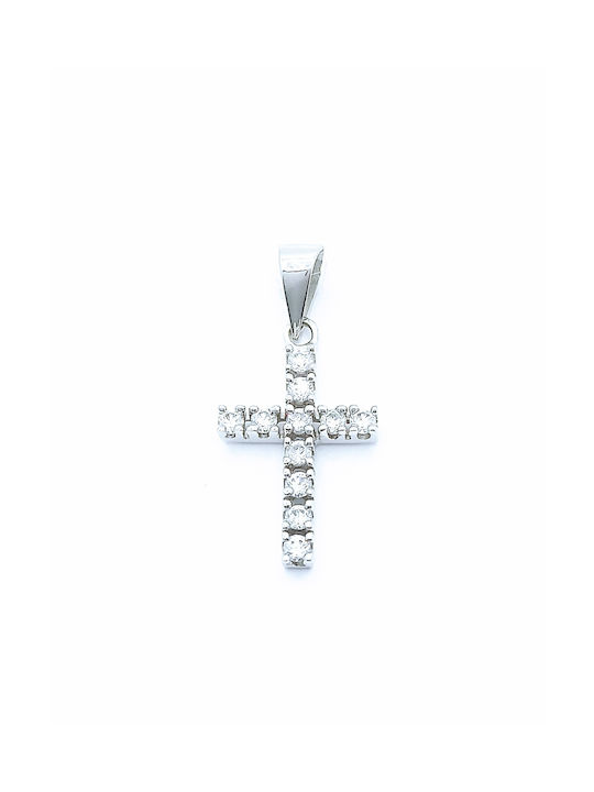 PS Silver White Gold Cross 14K