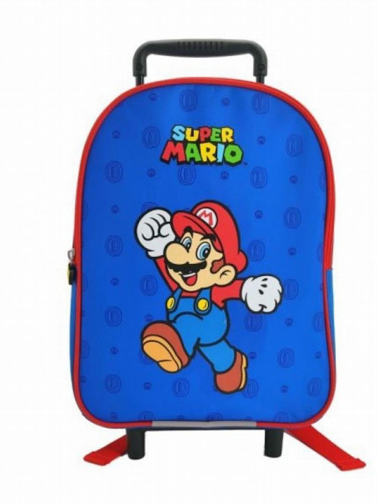 Fanatics Super Mario Σχολική Τσάντα Τρόλεϊ Νηπιαγωγείου σε Μπλε χρώμα