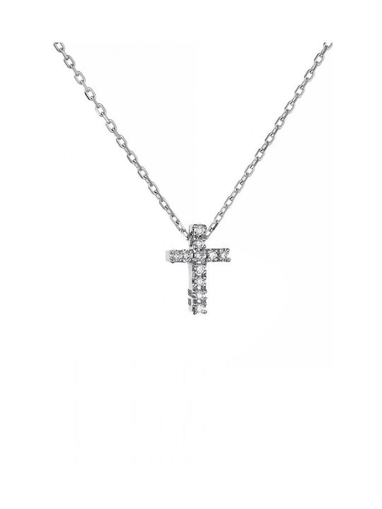 Damen Weißgold Kreuz 18K mit Kette