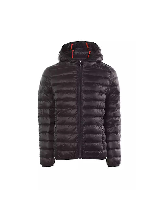 Just Over The Top Boys Quilted Coat Black with Ηood