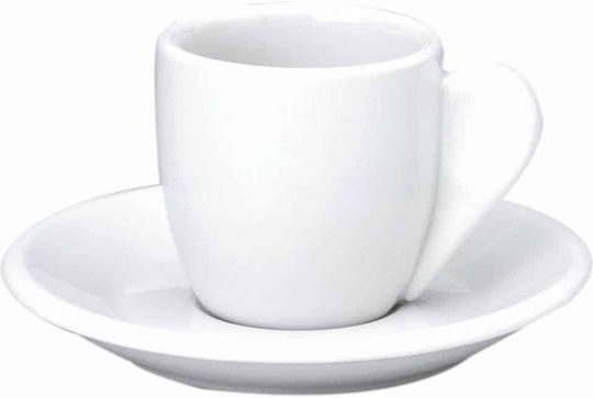 GTSA Set of Cups Coffee Porcelain White 120ml 6pcs