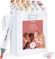 Ohuhu Set of 24 Alcohol Markers in skin tones Kaala Fine & Slim Broad