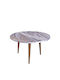 Round Central Coffee Table Ashby Wooden Gray Marble Finish M73xP73xH40cm