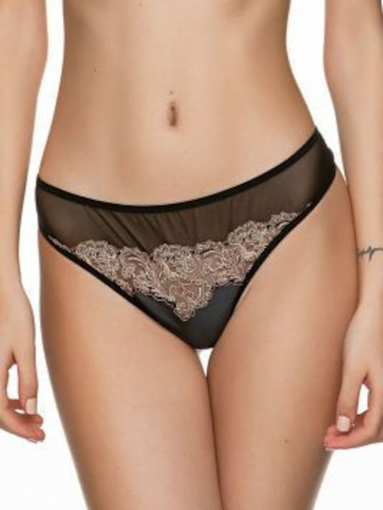 Miss Rosy Γυναικείο String με Δαντέλα Μαύρο