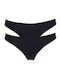 Cotonella Cotton Women's Brazil 2Pack Seamless with Lace Black