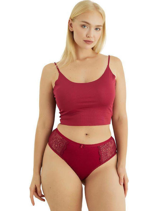 Sexen Damen Zeichenfolge mit Spitze Burgundisch