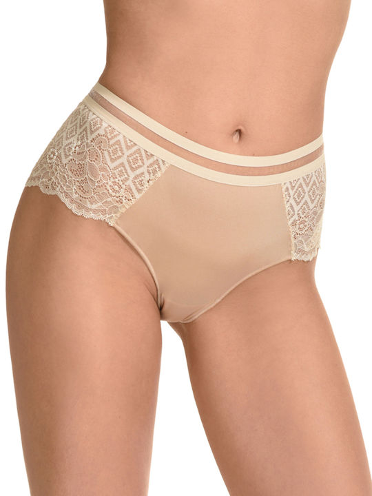 Miss Rosy High-waisted Women's Slip with Lace Beige