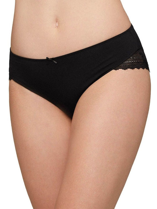 Ysabel Mora Baumwolle Damen Slip mit Spitze Schwarz