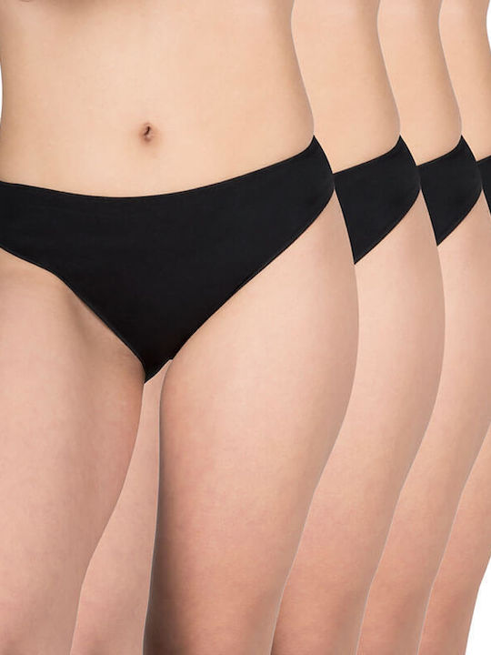 A.A UNDERWEAR Tai Βαμβακερά Γυναικεία Slip MultiPack χωρίς Ραφές Μαύρα