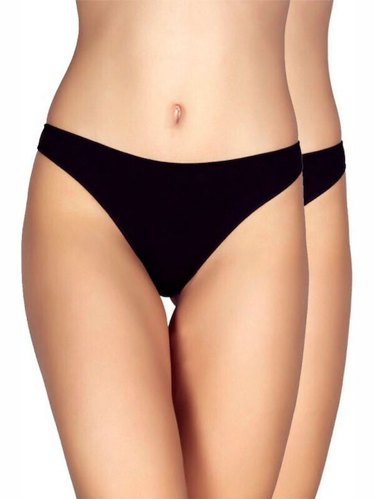 A.A UNDERWEAR Bumbac Femei Brazilia 2Pack Negre