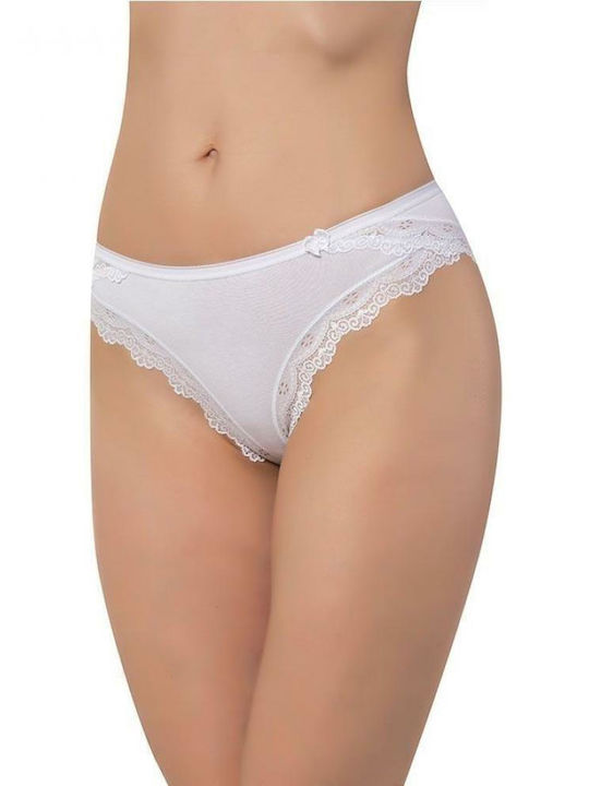 Sexen Βαμβακερό Γυναικείο Slip με Δαντέλα Λευκό