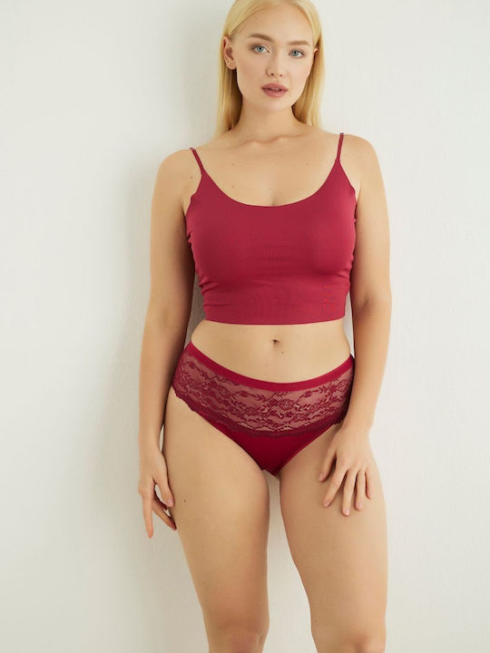 Femeie Slip cu Dantelă Burgundy
