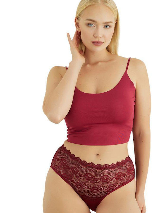 Sexen Femeie Slip cu Dantelă Burgundy
