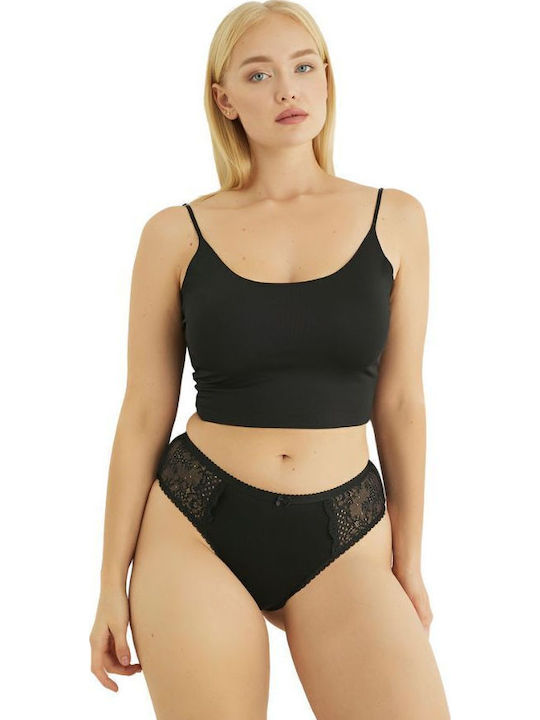 Damen Zeichenfolge mit Spitze Schwarz