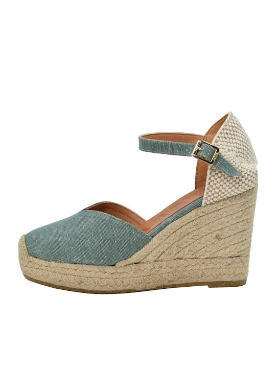 Platforme Dama În Tip Espadrile Culoare Turcoaz