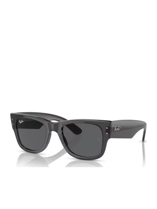 Ray Ban Mega Wayfarer Unisex Ochelari De Soare Cu Ramă Gri Din Plastic Și Lentilă Neagră RB0840S 1390B1