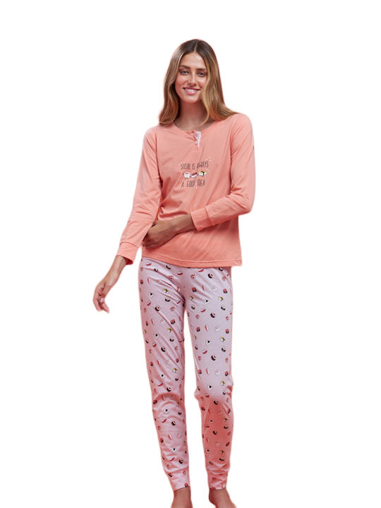 Noidinotte Winter Damen Pyjama-Set Rosa