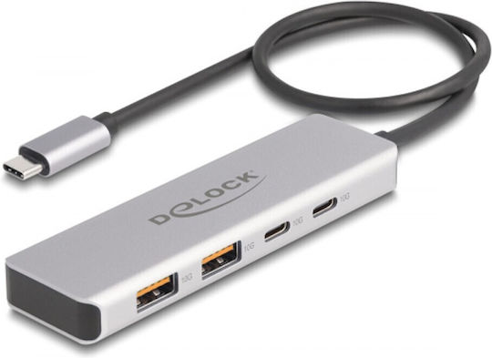 DeLock USB Хъб 4 Порта USB 3.1 с USB-C Интерфейс Сив
