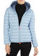 'DAISY' Women's Short Puffer Jacket for Winter with Hood Light Blue