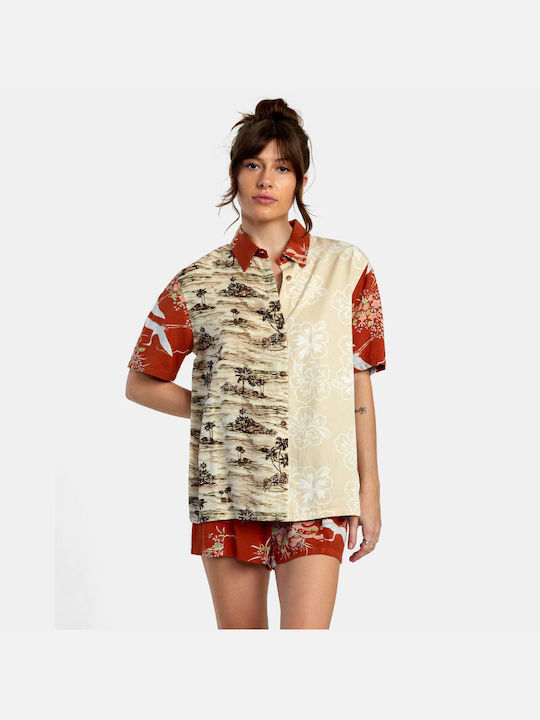 RVCA Women's Short Sleeve Shirt Beige